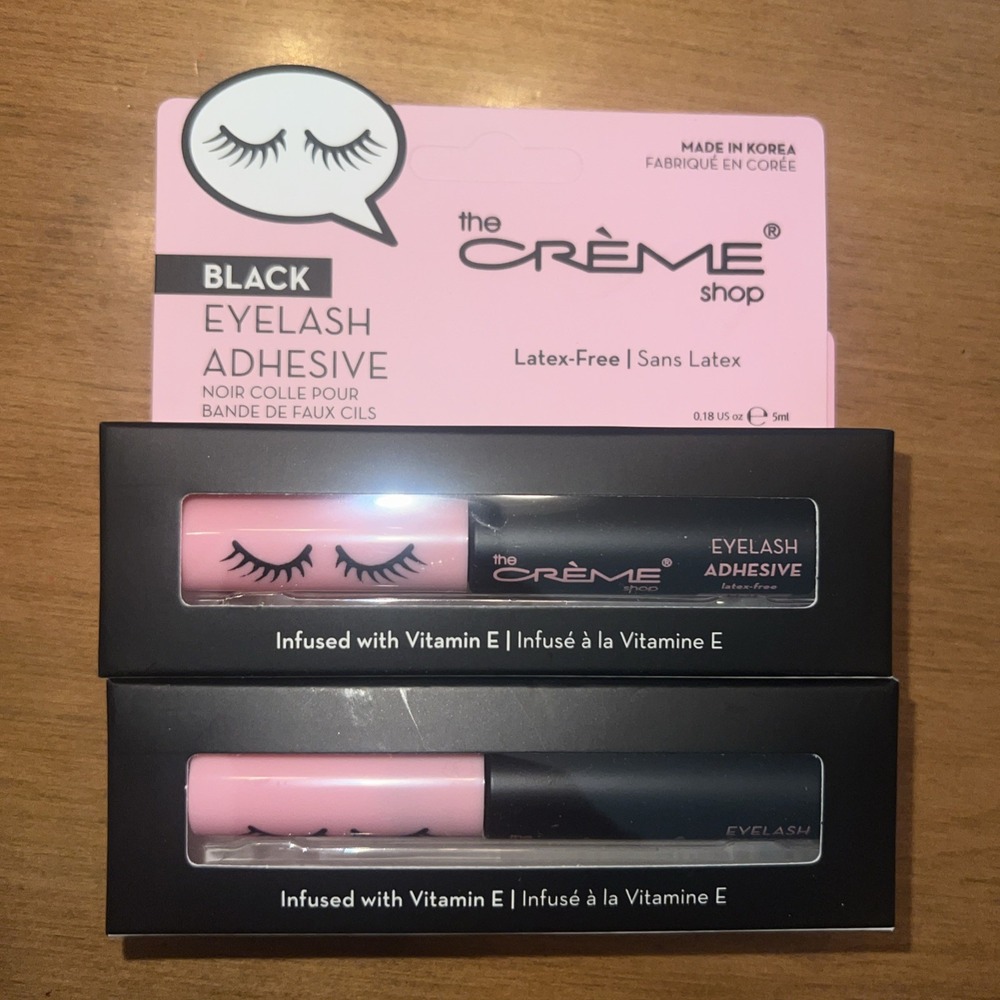 NEW The Creme Shop Black Eyelash Adhesive Latex Free Vitamin E LOT OF 2‎
